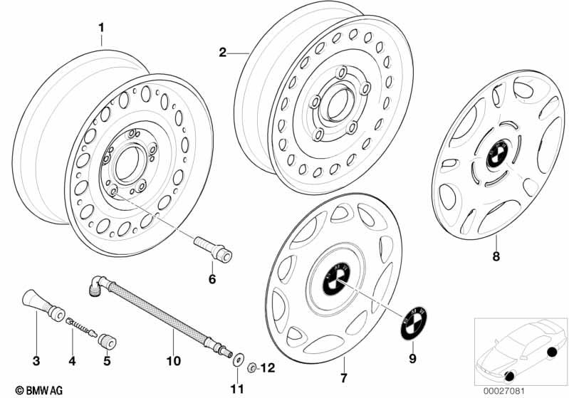 Genuine 15" Wheel Cover Hub Cap Trim 36 13 1 094 158 view 3
