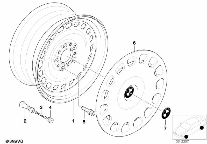 Genuine 15" Wheel Cover Hub Cap Trim 36 13 6 768 639 view 3