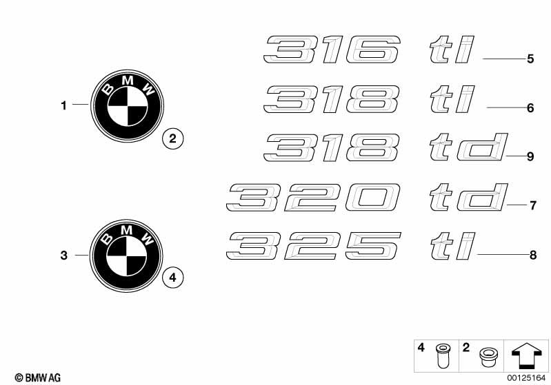 Genuine "325ti" Self-Adhesive Sticker Badge Emblem 51 14 7 025 183 view 3