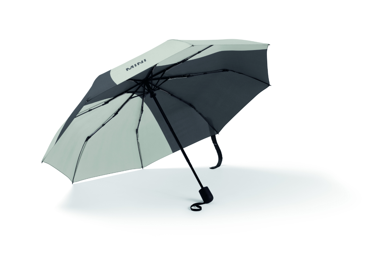 Genuine Umbrella Foldable Car Face Detail Grey Black Push Button Strap 80 23 5 B32 0F3 view 2