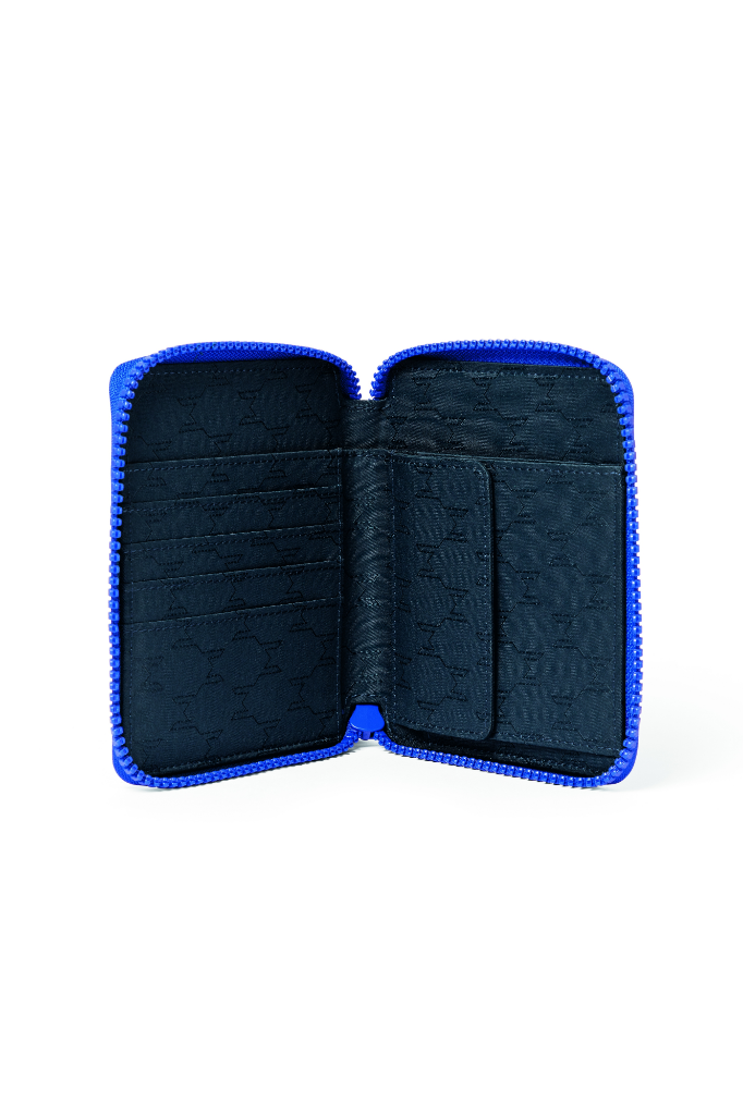 Genuine Wallet Outline Print Blazing Blue Zip 4 Card Slots Coin Pocket 80 21 5 B32 0C0 view 2