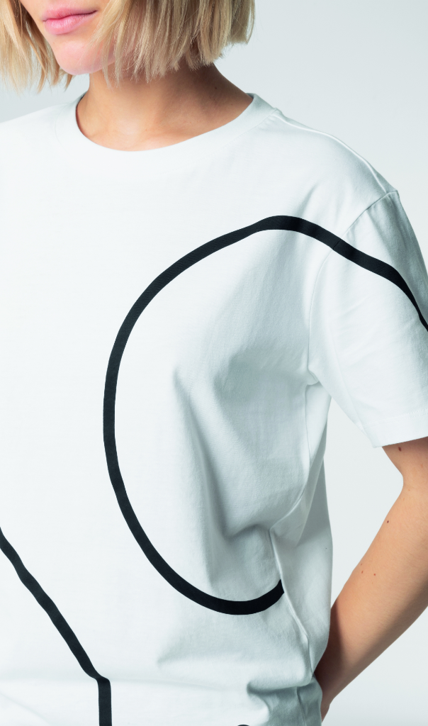 Genuine Womens Ladies T Shirt Tee Top Outline Print Cotton White Black view 2
