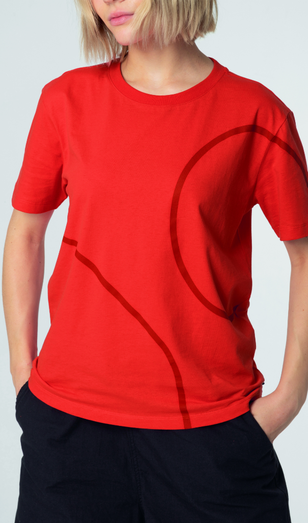 Genuine Womens Ladies T Shirt Tee Top Outline Print Cotton Rebel Red view 2
