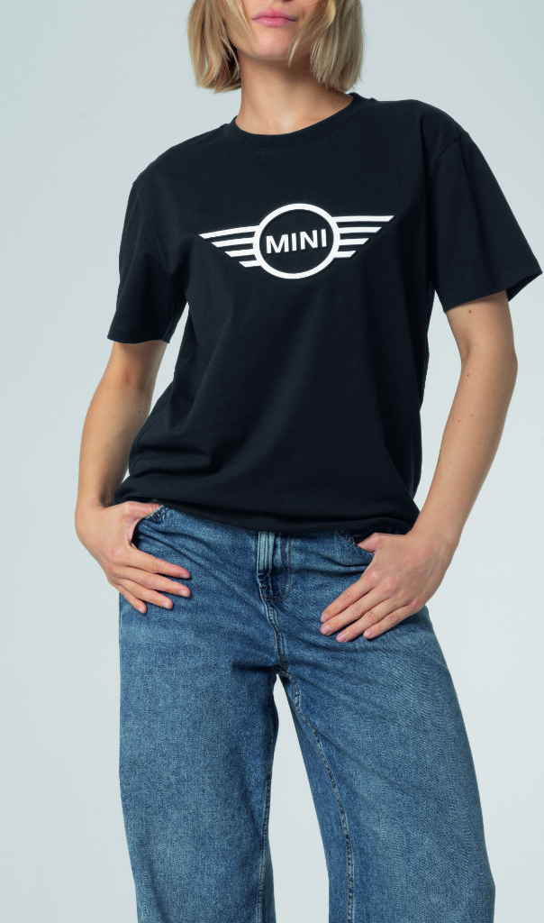 Genuine Womens Ladies T Shirt Tee Top Wing Logo Embossed Black White view 2