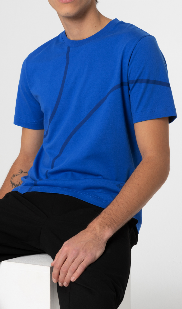 Genuine Mens T Shirt Tee Top Outline Print Wing Logo Cotton Blazing Blue view 2