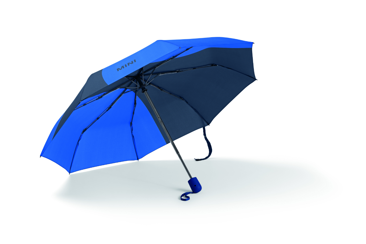 Genuine Umbrella Foldable Car Face Detail Blazing Blue Indigo Push Button 80 23 5 B32 0F2 view 2