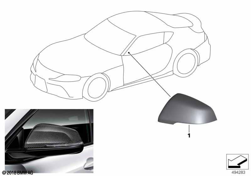 Genuine Right Right Driver Side OS Exterior Mirror Cap Carbon 51162466674 view 2