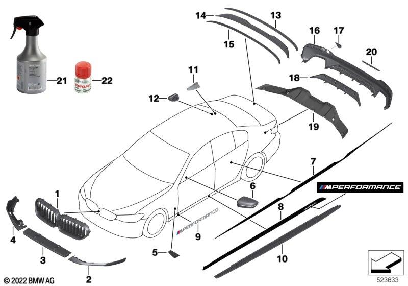 Genuine M Performance Rear Bumper Trim Black High Gloss 51192469558 view 2