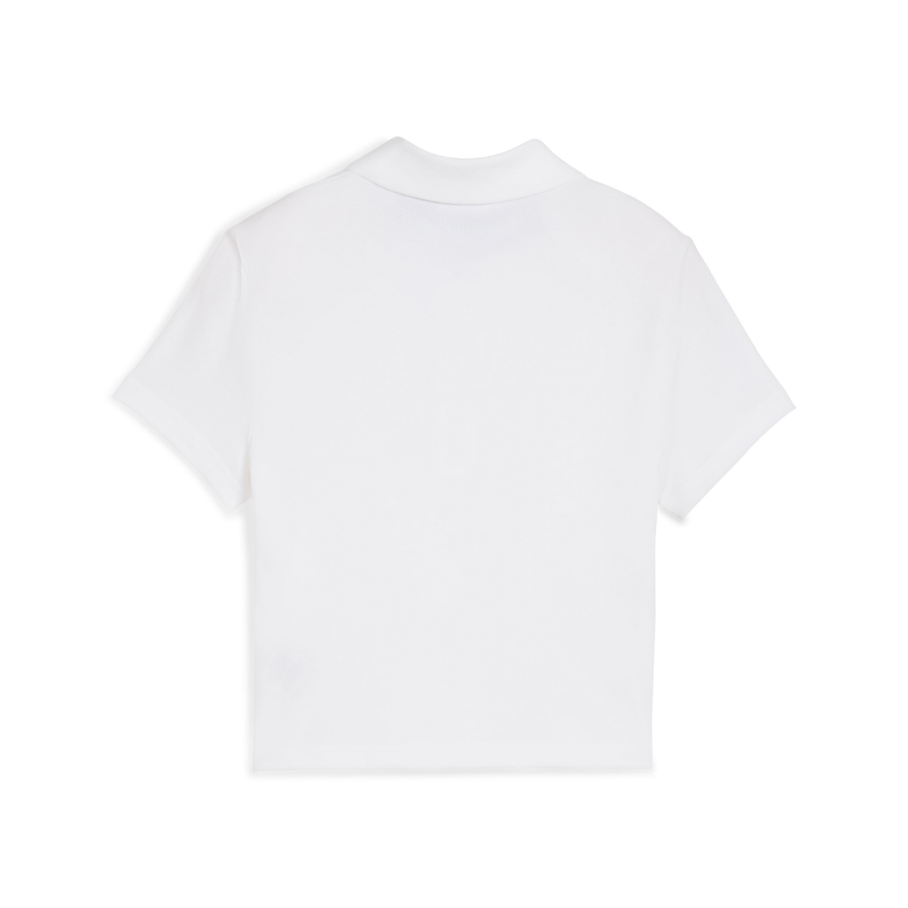 Genuine M Motorsport Classic Womens Ladies Baby Polo Shirt White Top Cropped  view 2