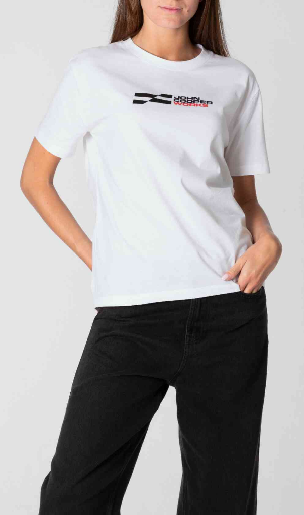 Genuine JCW Logo Womens Ladies T Shirt White Tee Top Semi Loose Fit view 2