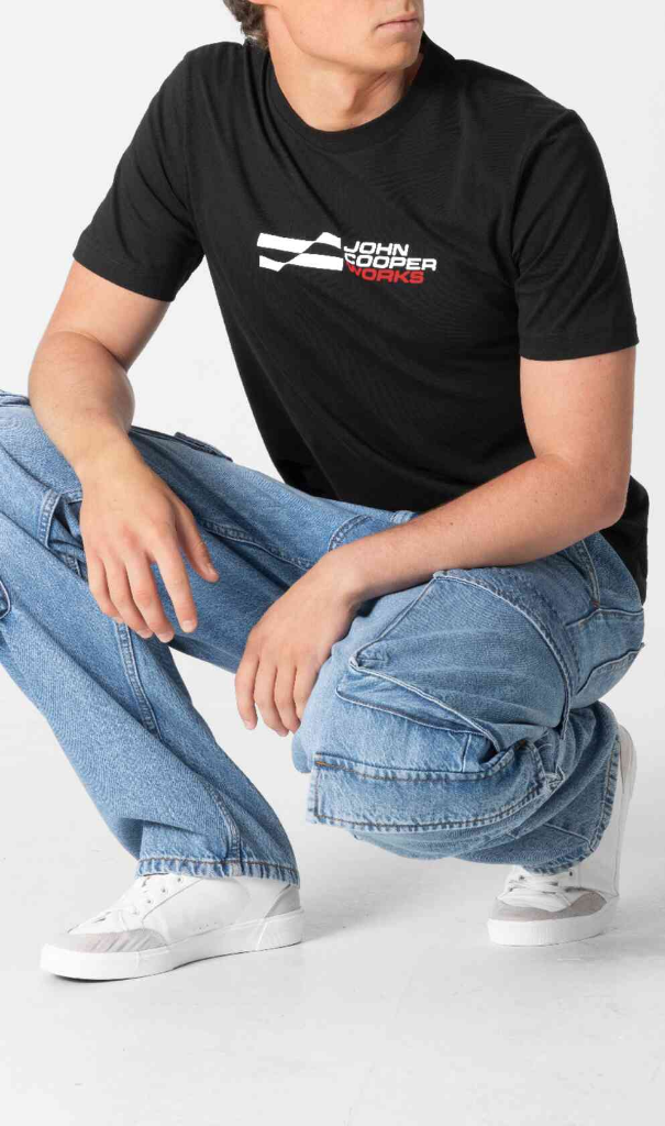 Genuine JCW Logo Mens T Shirt Black Tee Top Short Sleeve Semi Loose Fit view 2