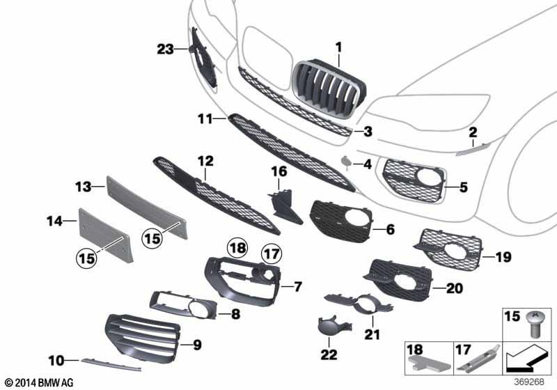 Genuine Front Centre Bottom Grille Black 51 11 7 176 282 view 3