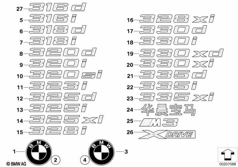 Genuine "325d" Self-Adhesive Sticker Badge Emblem 51 14 7 183 154 view 3