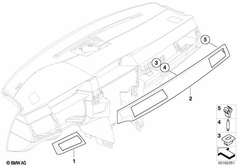 Genuine Dashboard Panel Trim Left Aluminium 51 45 6 951 053 view 3