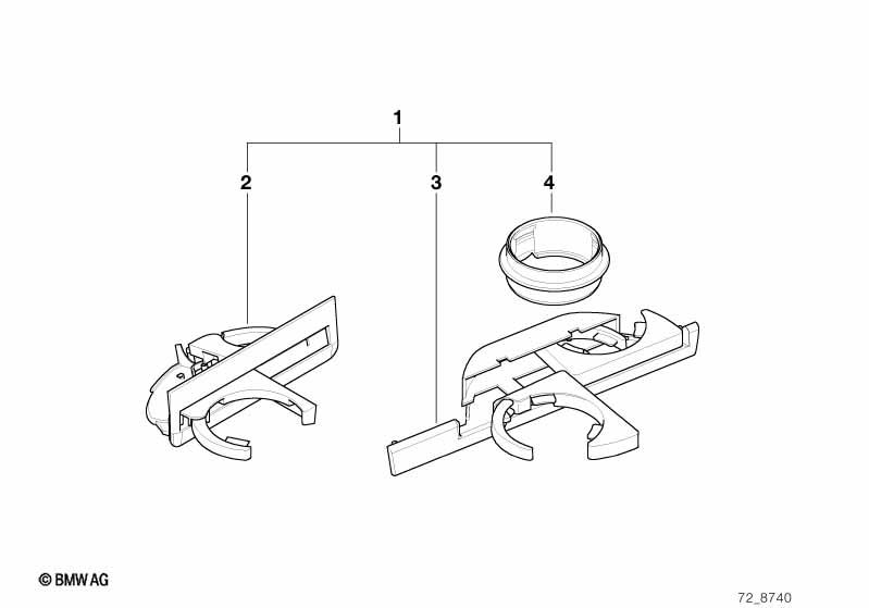 Genuine Front+Rear Drink/Cup Holder Set Black 82 27 9 405 745 view 3
