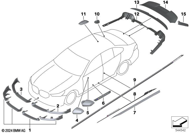 Genuine M Performance Right Sill Attachment Carbon Fits G60 G61 51195A56352 view 2