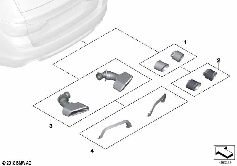Genuine M Performance Tailpipe Trims Set Chrome Fits G30 G31 18302449924 view 2