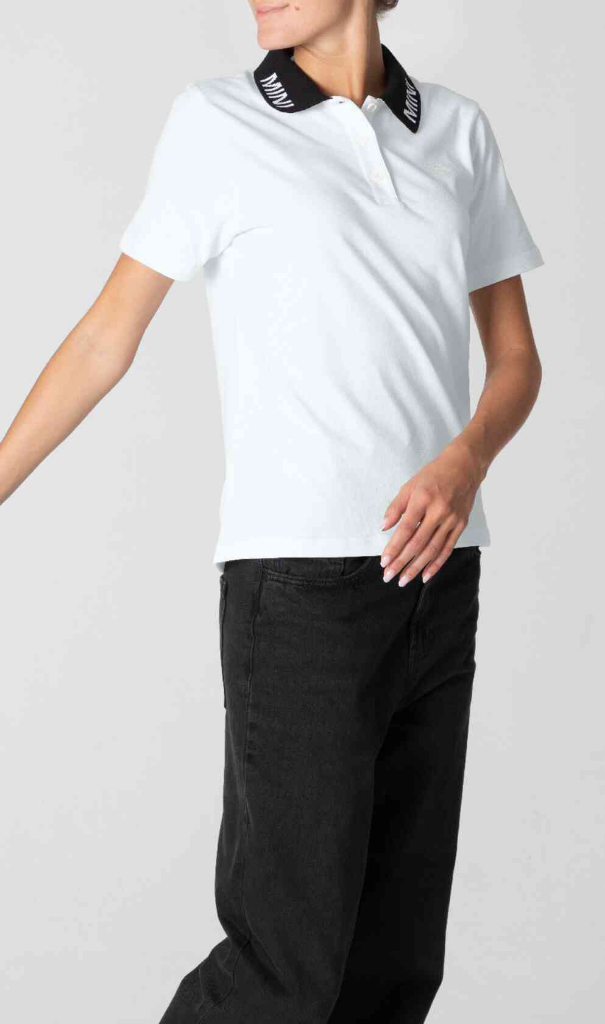 Genuine Wordmark Womens Ladies Polo Shirt White Tee Top Semi Loose Fit view 2