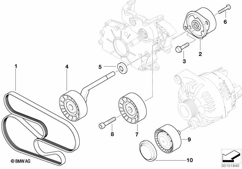 Genuine Water Pump/Alternator Drive Ribbed V-Belt 11 28 8 477 785 view 3