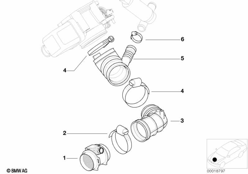 Genuine Mass Air Sensor Boot/Tube 13 54 1 705 209 view 3