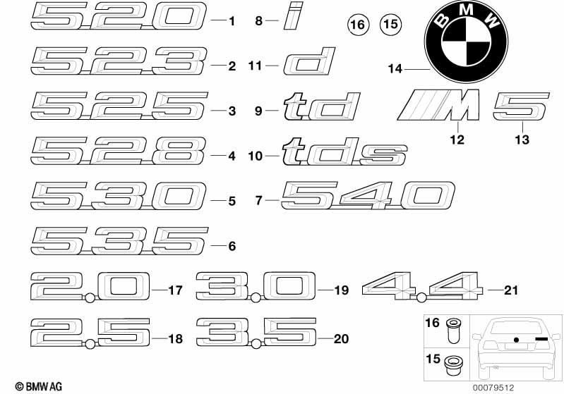 Genuine "5" Self-Adhesive Sticker Badge Emblem 51 14 2 693 189 view 3