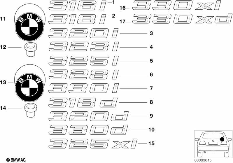 Genuine "330i Self-Adhesive Sticker Badge Emblem 51 14 7 004 683 view 3