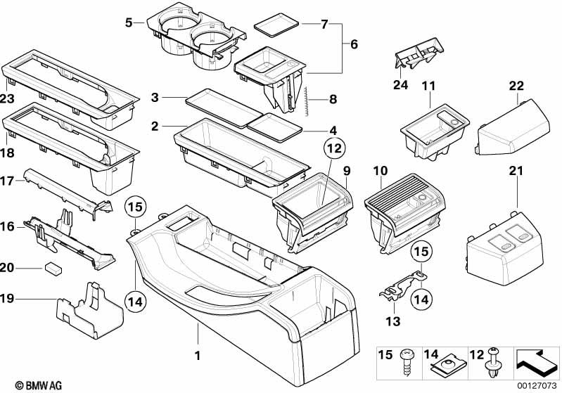 Genuine Centre Console Storage Tray Coinbox Grey 51 16 8 248 505 view 3