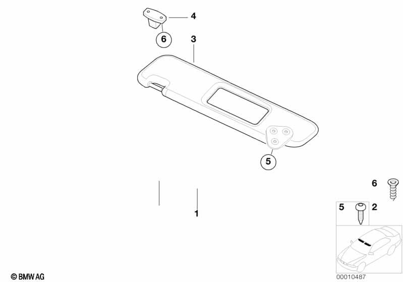 Genuine Sun Visor+Mirror Cover Right Black 51 16 8 407 078 view 3