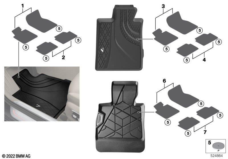 Genuine Rear Car Floor Mats Rubber All-Weather 51 47 2 444 039 view 3