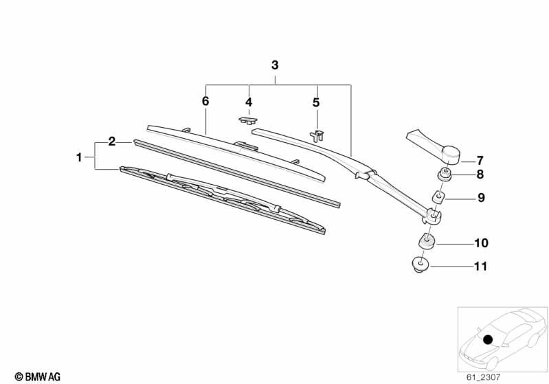 Genuine Front Window Wiper Blades Set 61 61 9 070 579 view 3