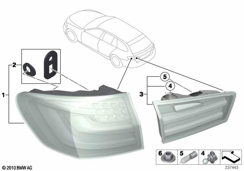 Genuine 12V 24W Left Rear/Tail Light Bulb 63 21 7 301 310 view 3