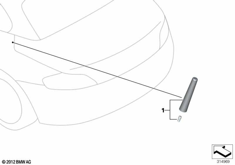 Genuine Sports Rod Short Phone+Radio Aerial Antenna 83mm 65 20 2 179 726 view 3
