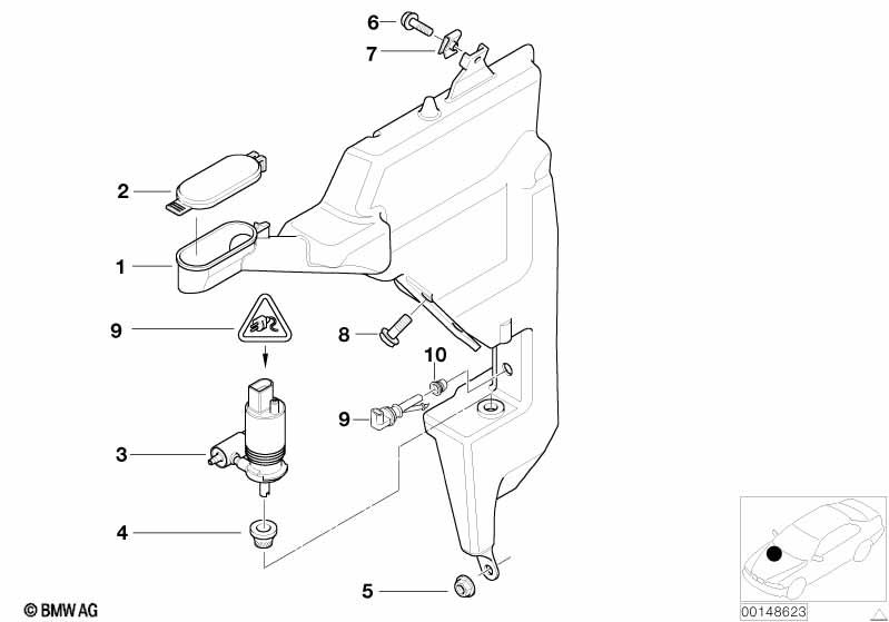 Genuine Windshield Washer Pump Connects To The Reservoir Tank 67 12 8 377 429