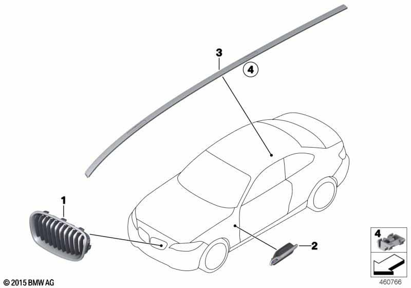 Genuine Left Passenger Side NS Nearside Grille Black Edition 51 11 7 464 495
