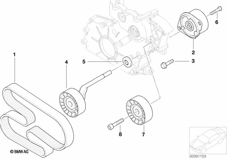 Genuine Water Pump/Alternator Drive Ribbed V-Belt 11 28 8 477 779 view 3