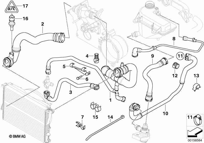 Genuine Cooling System Water Hose/Pipe 11 53 1 439 123 view 3