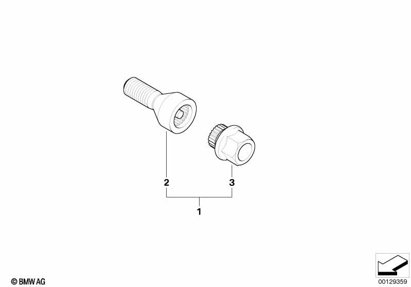 Genuine Locking Wheel Bolts Locks Set 36 13 6 786 419 view 3