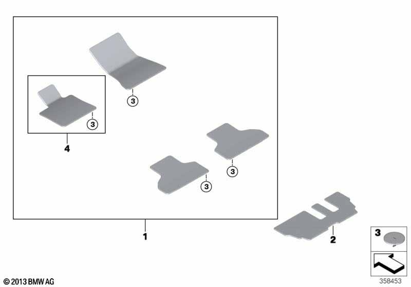 Genuine 3rd Seat Row Velour Floor Mat Anthracite 51 47 7 448 604 view 3