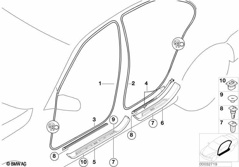 Genuine Black Front Left Door Sill Plate 51 47 8 178 119 view 3