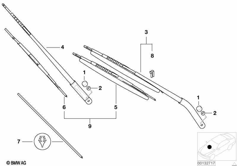 Genuine Front Windscreen Wiper Blade Driver Side 61 61 7 161 613 view 3