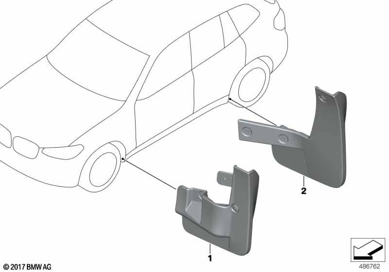 Genuine Front Right Left Mud Flaps Set 2 Pieces Black 82 16 2 410 525 view 3