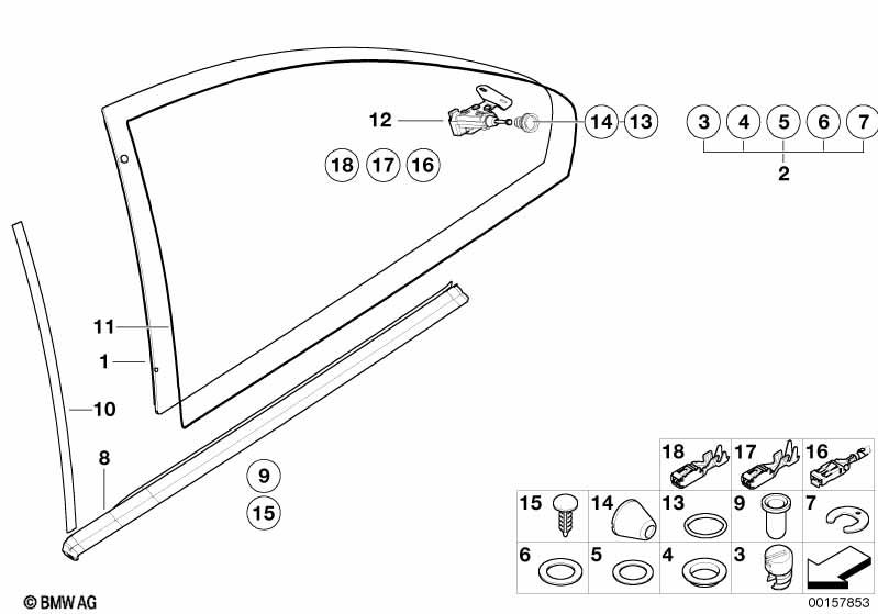 Genuine Rear Left Window Railing Gasket Glossy Black Fits E46 51367891911