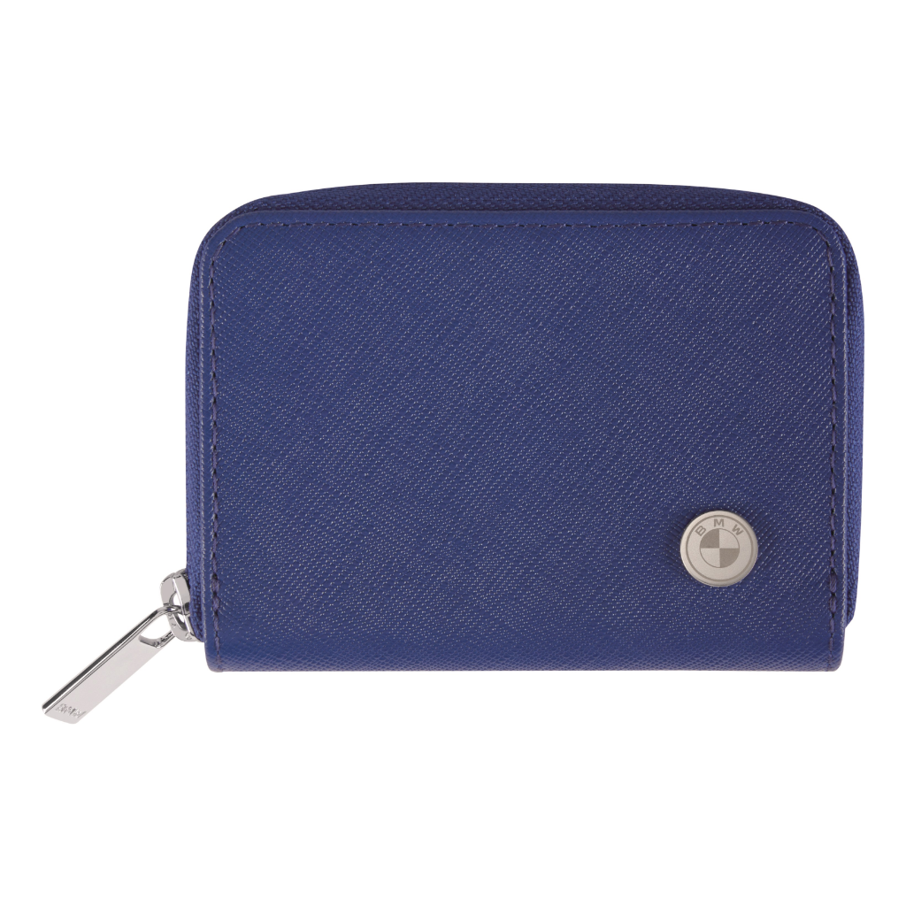 Genuine Horizontal Wallet Small Blue Leather 2 Card Slots Pocket 80215B319B3