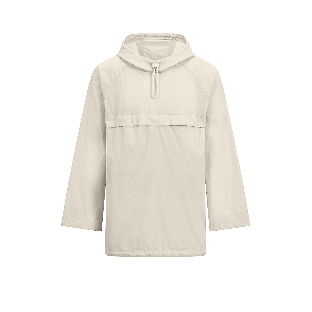 Genuine Unisex Mens Womens Ladies Cagoule Jacket Beige Nylon Top Oversized