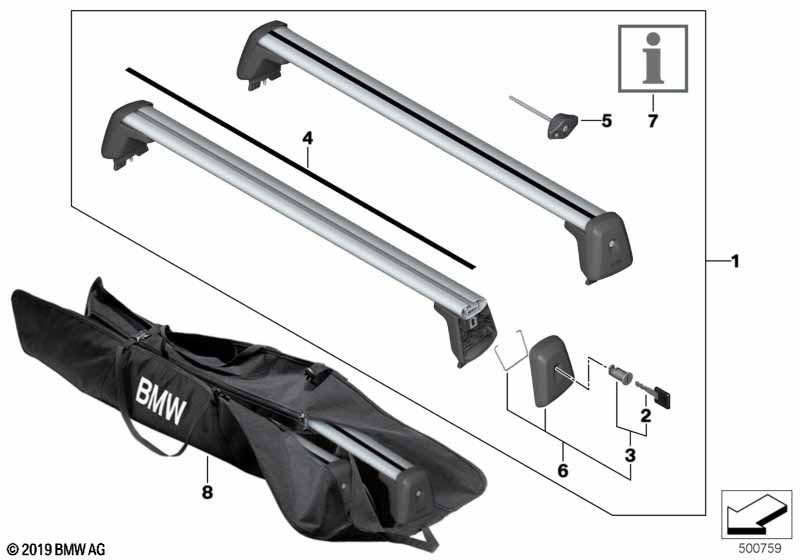 Genuine Roof Rack Rails Support Carrier System Fits G16 82712457812