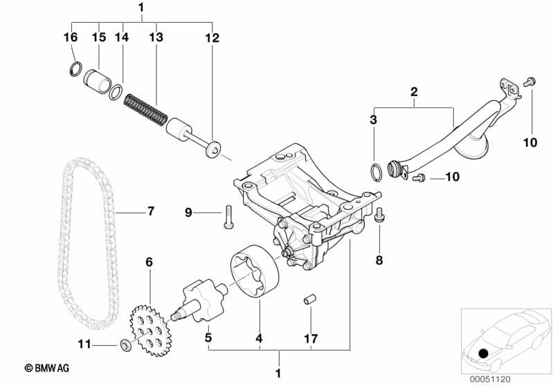 Genuine Lubrication System Oil Pump 11 41 7 501 568 view 2