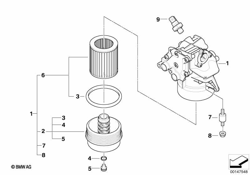 Genuine Oil Filter Cover 11 42 7 834 730 view 2