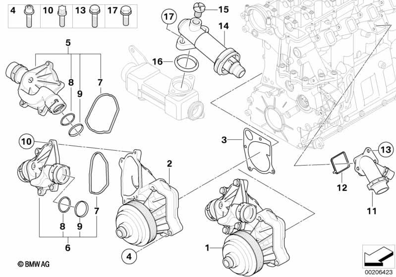 Genuine Water Pump Thermostat+Adapter 11 51 2 354 056 view 2