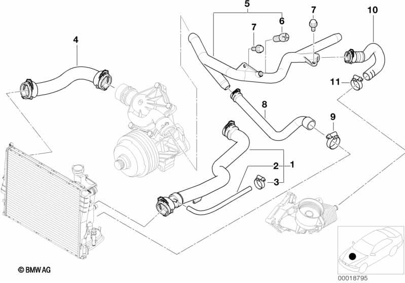 Genuine Cooling System Water Hose Pipe 11 53 2 248 865 view 2