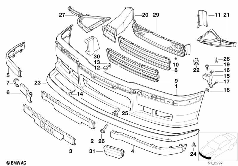 Genuine Front Trim Panel Bumper Guard Protector M Technic 51 11 2 265 632